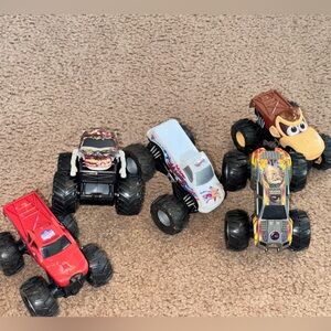 Kids Monster Truck Toy Set - Red, White, Black, Brown